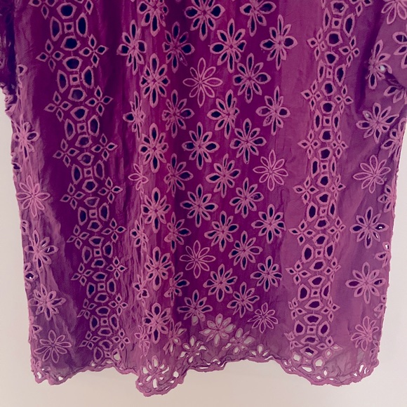Johnny Was Leith Bohemian Eyelet Top Purple XS - Picture 14 of 16